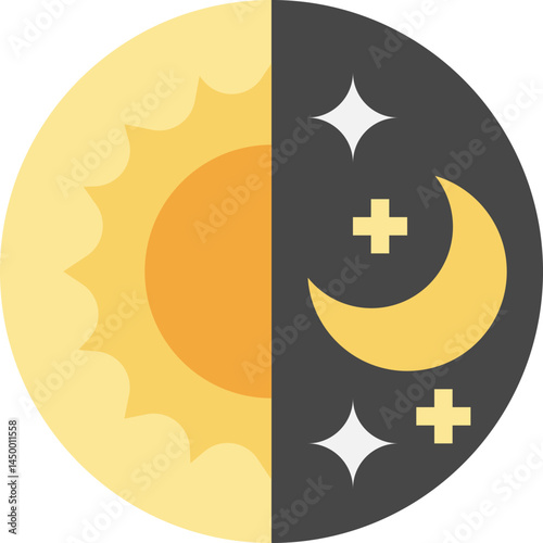 day and night illustration on a white background 