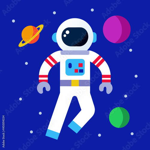 astronaut in space, vector illustration