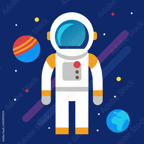 astronaut in space, vector illustration