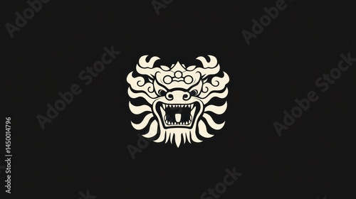 Asian dragon head graphic design, stylized illustration, for branding or poster use