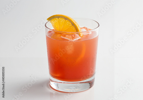 Wallpaper Mural Refreshing red cocktail with ice and orange slice in glass for summer drinks and bar menus Torontodigital.ca