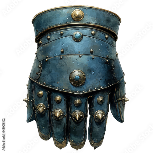 watercolor of Knights Gauntlet With Spikes, vector, isolated on a white background.