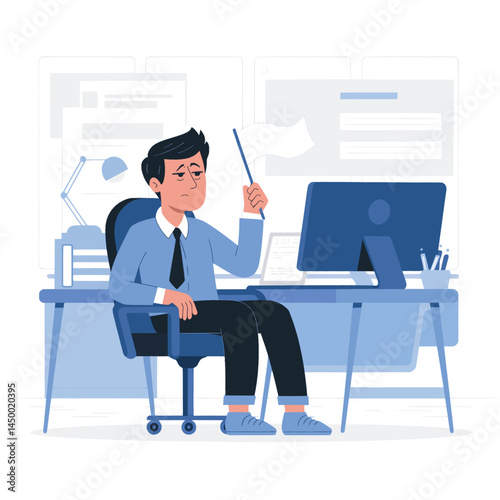 businessmen surrender by waving the white flag flat illustration design