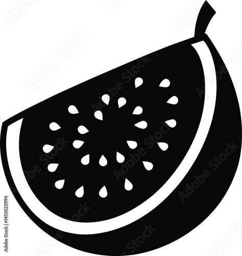 slice of guava with seeds on white background