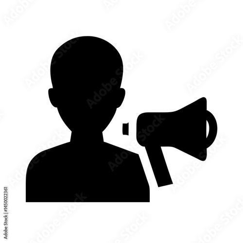 speaker with megaphone announcement silhouette on transparent background for web and graphic design