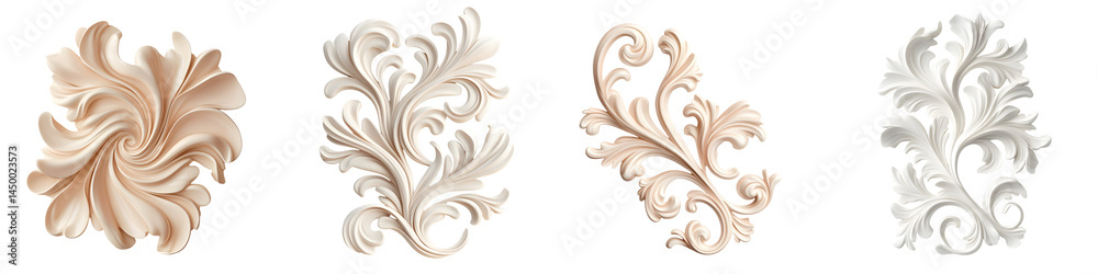 Naklejka premium Decorative scrollwork patterns in pastel tones
