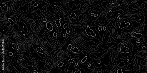  terrain path isolated on a black background retro topographic map. vector illustration.
