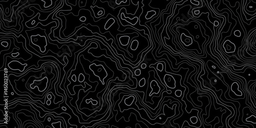  terrain path isolated on a black background retro topographic map. vector illustration.
