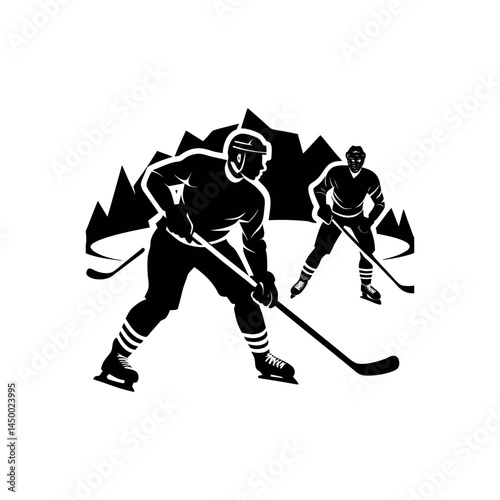 Winter ice hockey player in sporty action
