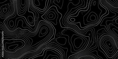  terrain path isolated on a black background retro topographic map. vector illustration.
