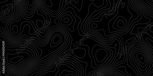  terrain path isolated on a black background retro topographic map. vector illustration.
