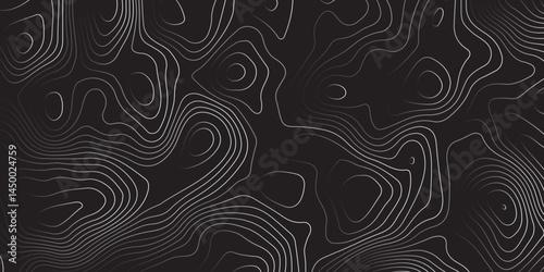  terrain path isolated on a black background retro topographic map. vector illustration.
