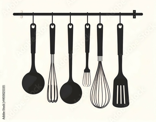 Hanging Black Kitchen Utensils