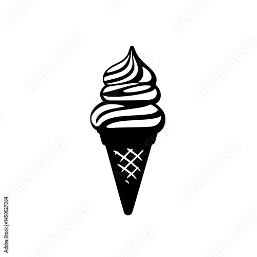Delicious ice cream cone with soft serve swirl on a warm summer day in a local park setting