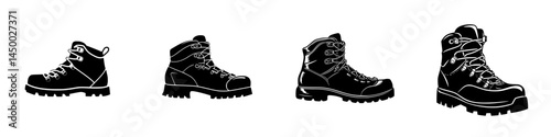 Various hiking boots displayed side by side showcasing different styles and designs ideal for outdoor adventures
