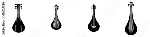 Traditional string instruments displayed in artistic arrangement showcasing cultural diversity in music