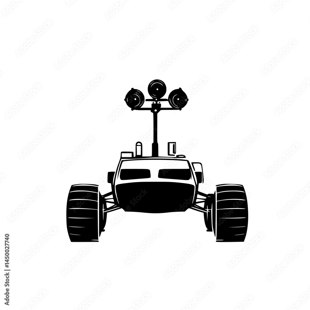 Remote-controlled rover explores rocky terrain for scientific research during the daytime in a remote location Remote-controlled rover explores rocky terrain for scientific research during the daytime in a remote location