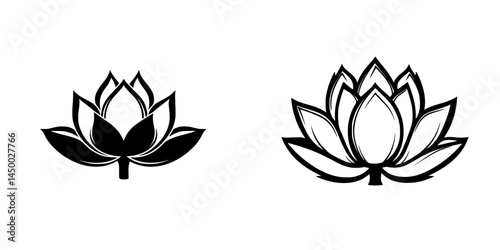 Elegant lotus flower designs showcasing intricate details in a minimalist style