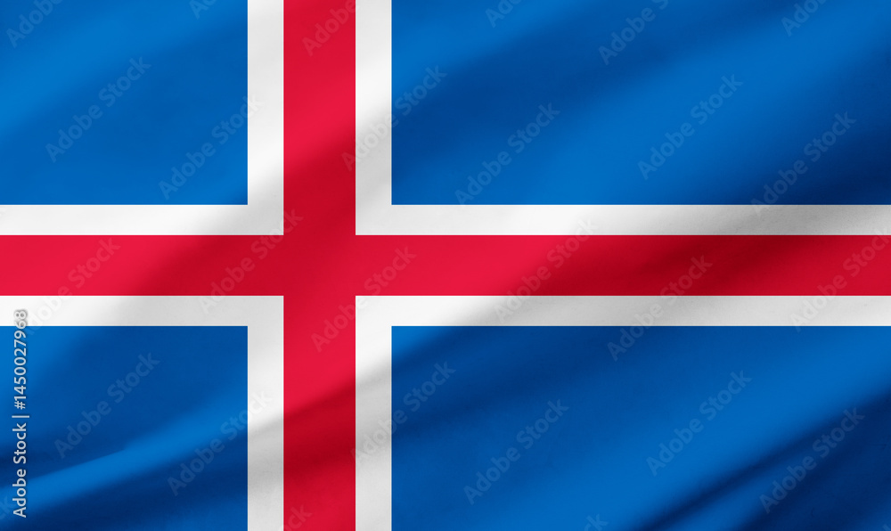 Obraz premium Iceland flag background with waving fabric texture
