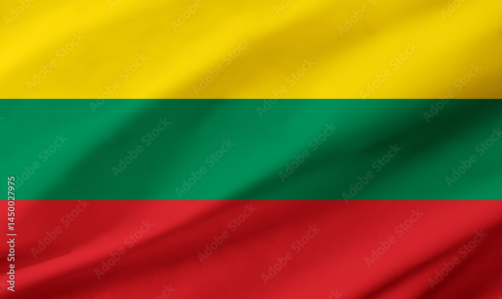 Lithuania flag background with waving fabric texture Lithuania flag background with waving fabric texture