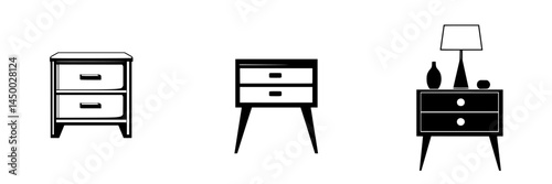 Stylish nightstands on display in a minimalist interior for bedroom furniture inspiration