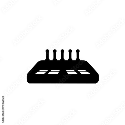 Digital music controller with pads and faders positioned on a plain background