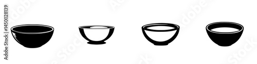 Unique black and white bowls showcasing different shapes and designs in a minimalist style