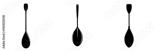 Three distinct spoon silhouettes showcasing varying designs and shapes against a simple background