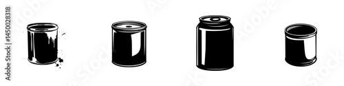 Stylized representations of various types of cans demonstrating different shapes and features