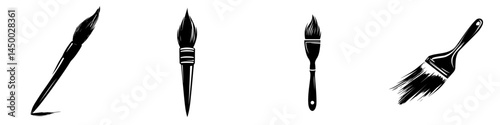 Various styles of paintbrushes arranged in a row showcasing art tools for creative projects