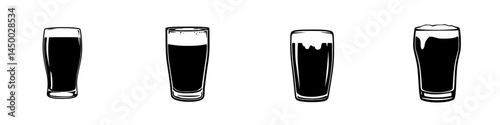 Craft beers in various glass types displayed in a clean, minimalist design showcasing beverage diversity
