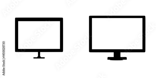 Two computer monitor silhouettes in black and white displayed side by side