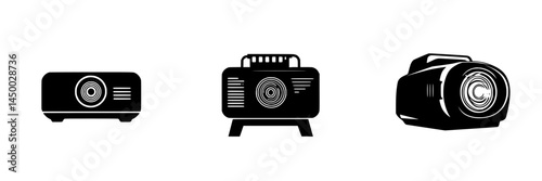 Various projector designs showcasing sleek silhouettes ideal for multimedia presentations and cinematic experiences