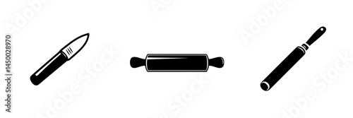 Different types of kitchen tools displayed on a clean background