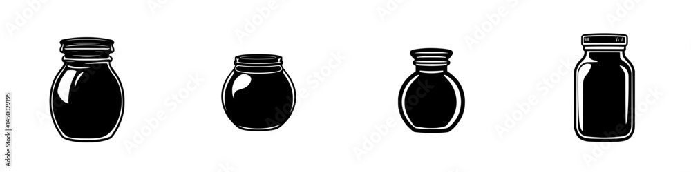 Collections of transparent jars in varying sizes on a neutral background showcasing simple, versatile storage options Collections of transparent jars in varying sizes on a neutral background showcasing simple, versatile storage options