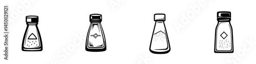 Various salt shaker designs displayed on a simple background showcasing different shapes and sizes