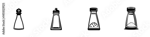 Different styles of salt and pepper shakers displayed on a clean surface showcasing various designs and features in a minimalistic setting