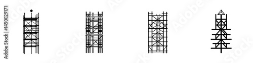 Scaffolding structures in urban construction showcasing different styles and designs for building support in various projects