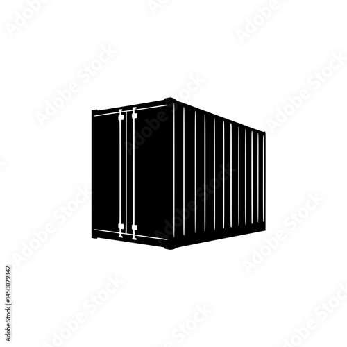 Shipping container displayed in a minimalistic design against a plain background showcasing its structural features and utility
