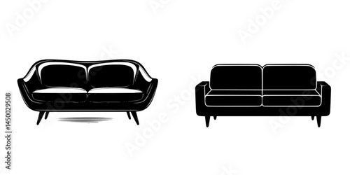Modern black sofas designed with different styles showcasing elegant furniture for contemporary living spaces