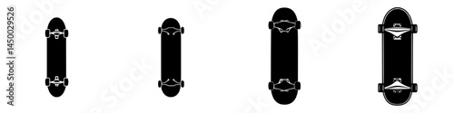 Multiple skateboard designs showcasing different styles and shapes for creative enthusiasts and riders of all levels