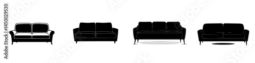 Different styles of sofas displayed on a white background showcasing modern furniture design concepts