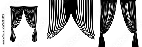 Elegant black curtains with various styles showcasing sophisticated draping for interior decor inspiration
