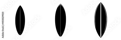 Surfboard designs showcasing classic shapes in a minimalistic style with clean lines ideal for surf enthusiasts and designers