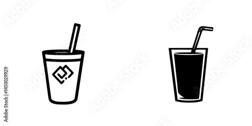 Two distinct cups with straws representing different beverages in a simple design