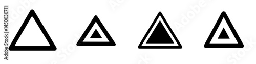 Triangular shapes in various sizes and styles, showcasing simplicity in design and geometry presented on a clean background