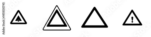 Different warning symbols displayed in a minimalistic style on a white background for safety reminders and awareness