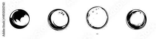 Varied designs of circular bubbles in different forms and sizes, showcasing a playful perspective on reflection and transparency