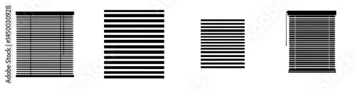 Variety of window blinds showcased in a minimalist style against a white background in a modern setting