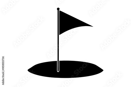 Golf course silhouette design with hole and flag on white background, golf, silhouette, golf course, hole, flag, sport, recreation, vector, design, competition, game, outdoor, activity, hobby